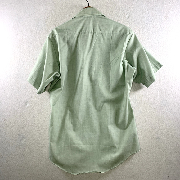 Vintage 70s Mens Military Workwear Button Shirt Sz M/L Sage Green Retro Mod - Picture 5 of 10